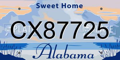 CX87725 Alabama License Plate