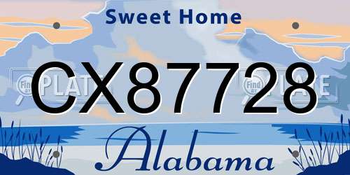 CX87728 Alabama License Plate
