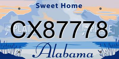 CX87778 Alabama License Plate