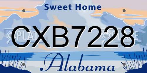 CXB7228 Alabama License Plate