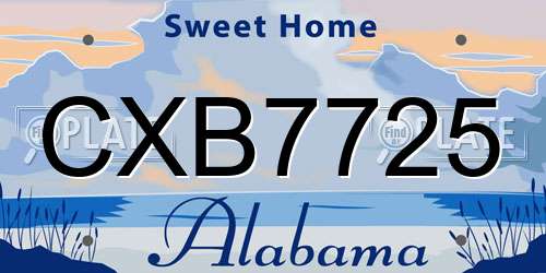 CXB7725 Alabama License Plate
