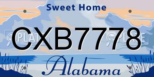 CXB7778 Alabama License Plate
