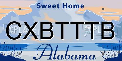 CXBTTTB Alabama License Plate