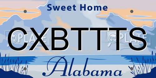 CXBTTTS Alabama License Plate