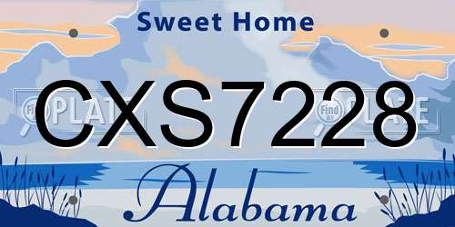 CXS7228 Alabama License Plate