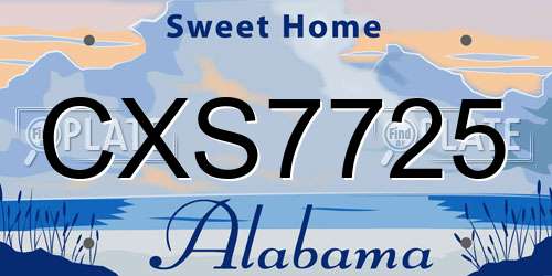 CXS7725 Alabama License Plate