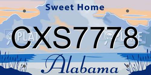 CXS7778 Alabama License Plate