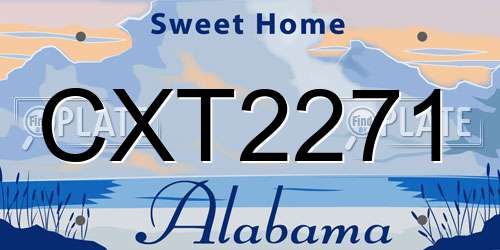 CXT2271 Alabama License Plate