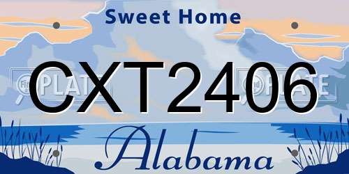 CXT2406 Alabama License Plate