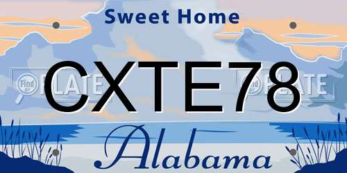 CXTE78 Alabama License Plate