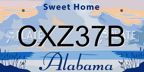 CXZ37B Alabama License Plate