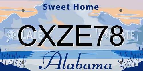 CXZE78 Alabama License Plate
