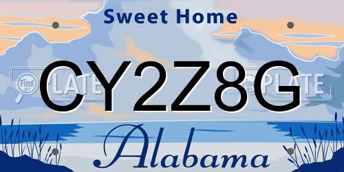 CY2Z8G Alabama License Plate