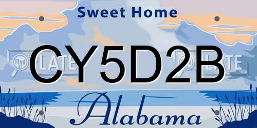 CY5D2B Alabama License Plate