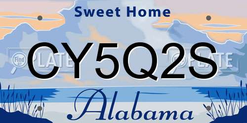 CY5Q2S Alabama License Plate