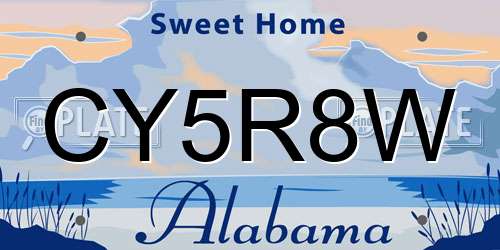 CY5R8W Alabama License Plate