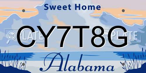CY7T8G Alabama License Plate