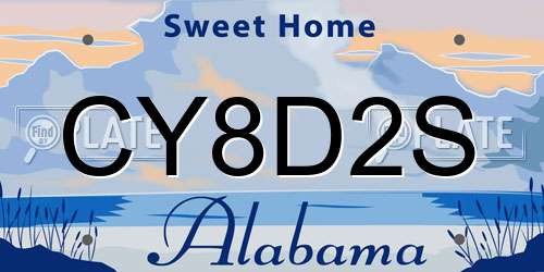 CY8D2S Alabama License Plate