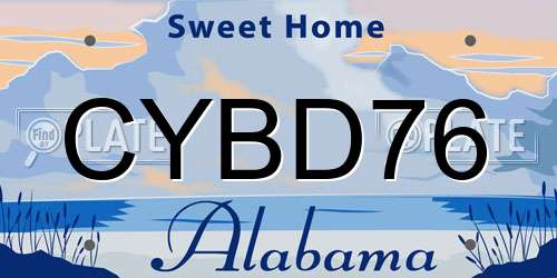 CYBD76 Alabama License Plate