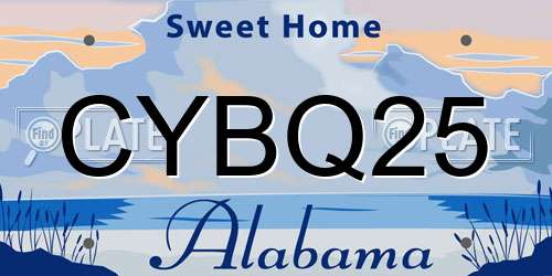 CYBQ25 Alabama License Plate