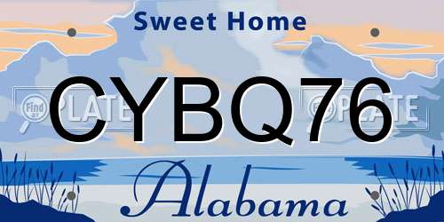 CYBQ76 Alabama License Plate