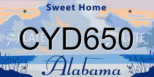 CYD650 Alabama License Plate