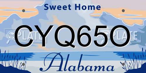 CYQ65O Alabama License Plate