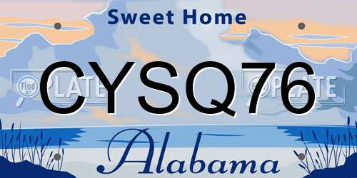 CYSQ76 Alabama License Plate