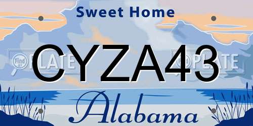 CYZA43 Alabama License Plate