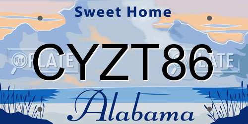 CYZT86 Alabama License Plate