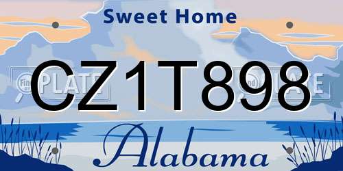 CZ1T898 Alabama License Plate