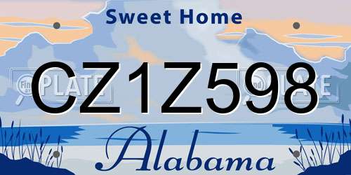 CZ1Z598 Alabama License Plate