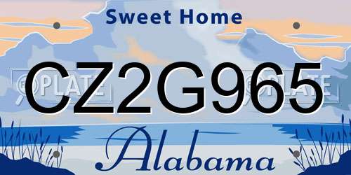 CZ2G965 Alabama License Plate