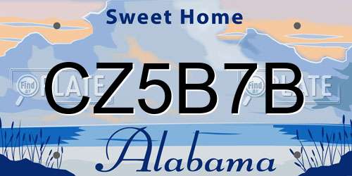 CZ5B7B Alabama License Plate