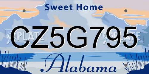 CZ5G795 Alabama License Plate