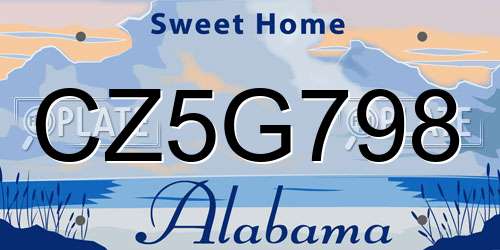 CZ5G798 Alabama License Plate