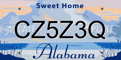CZ5Z3Q Alabama License Plate