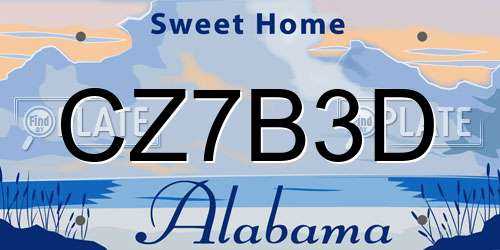 CZ7B3D Alabama License Plate