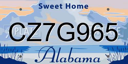 CZ7G965 Alabama License Plate