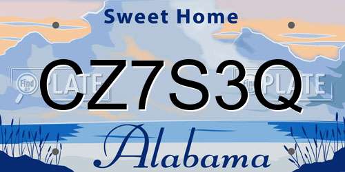 CZ7S3Q Alabama License Plate