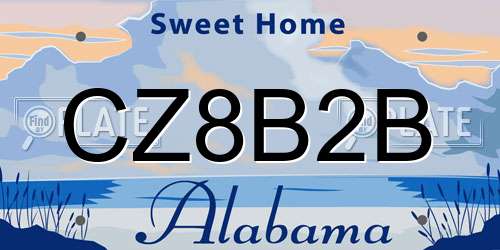 CZ8B2B Alabama License Plate
