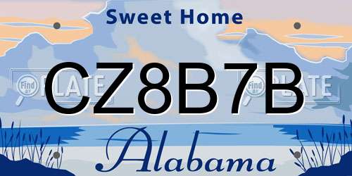 CZ8B7B Alabama License Plate
