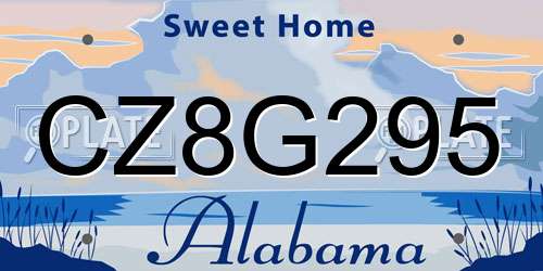 CZ8G295 Alabama License Plate