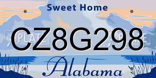 CZ8G298 Alabama License Plate