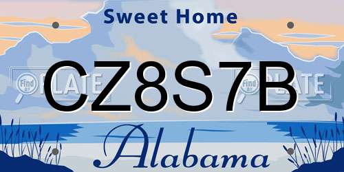 CZ8S7B Alabama License Plate