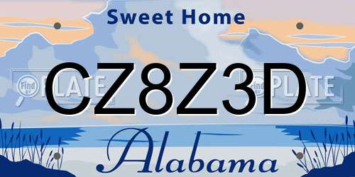 CZ8Z3D Alabama License Plate