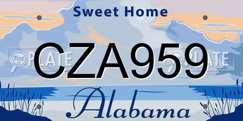 CZA959 Alabama License Plate