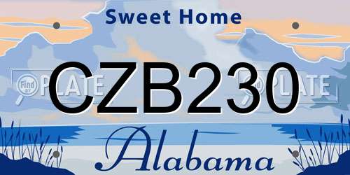 CZB230 Alabama License Plate