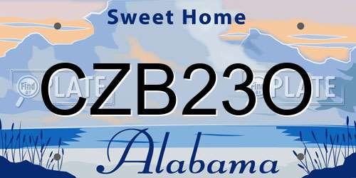 CZB23O Alabama License Plate