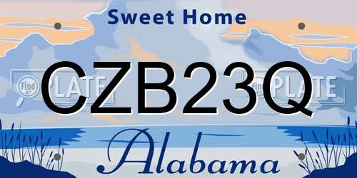 CZB23Q Alabama License Plate